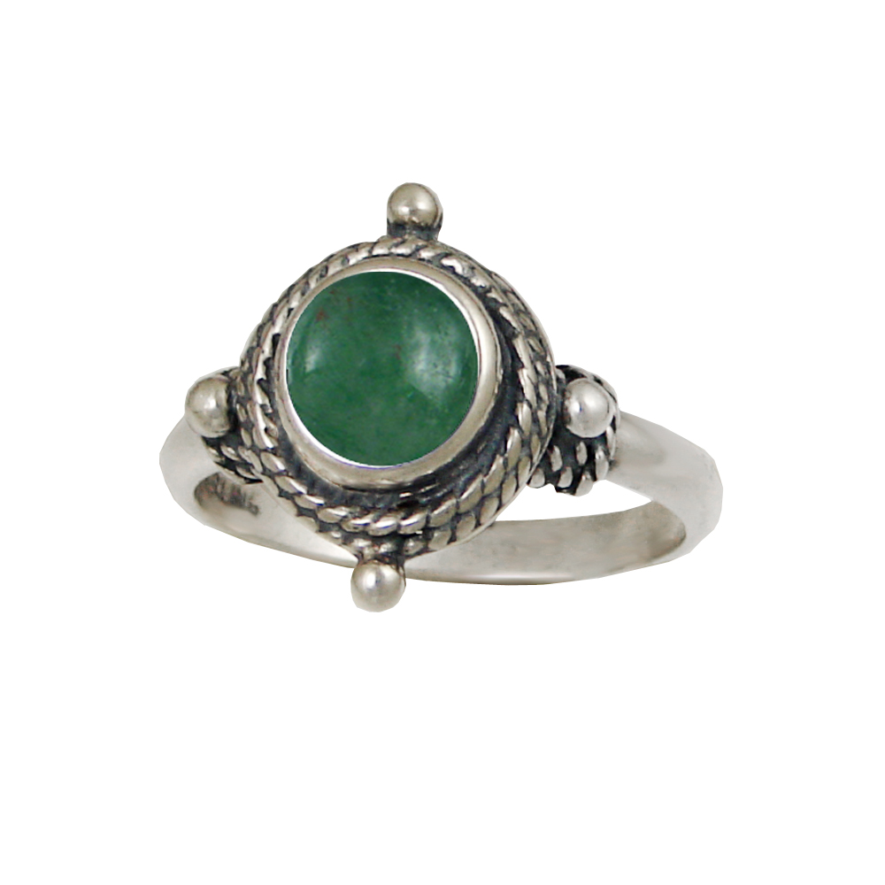 Sterling Silver Gemstone Ring With Jade Size 8